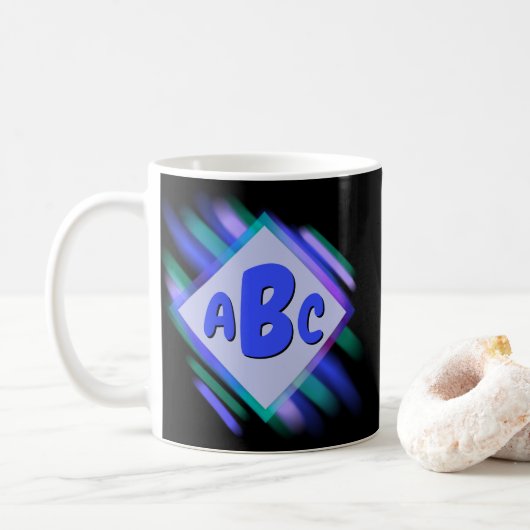 3 Soft Paint Strokes der Anfangsbuchstaben Monogra Kaffeetasse (Mit Donut)