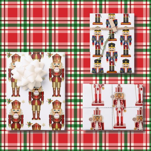 3 Soldier Nutcracker Weihnachtswrapping Paper Geschenkpapier Set
