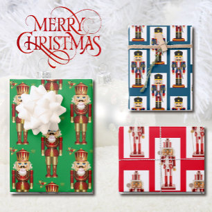 3 Soldier Nutcracker Weihnachtswrapping Paper Geschenkpapier Set