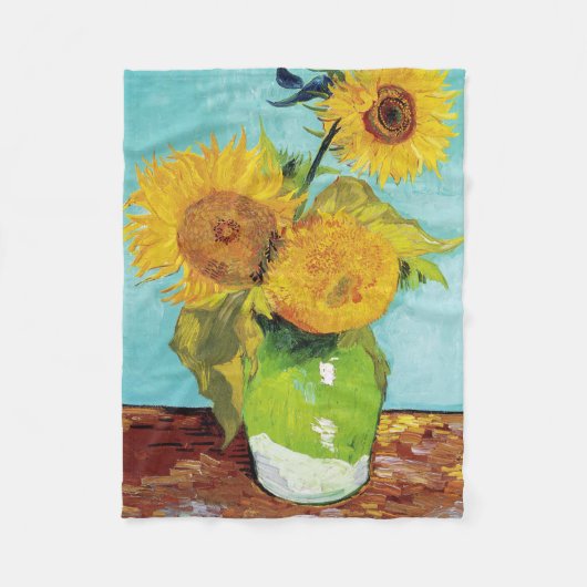 3 Sonnenblumen in einer Vase, Van Gogh Fleece Blan (Vorderseite)