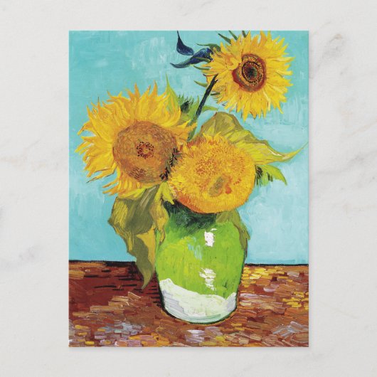 3 Sonnenblumen in einer Vase von Van Gogh Postcard Postkarte (Vorderseite)