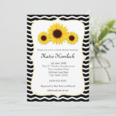 3 Sonnenblumen Schwarz-Weiß Zickzack Einladung (Stehend Vorderseite)