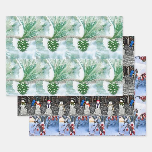 3 Spaß Winterurlaub Thema Geschenkpapier Set (Set)