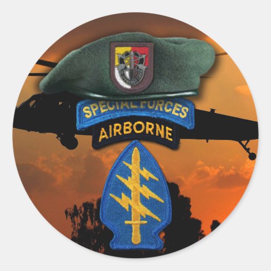 3. Spezialeinheiten Grüne Berets SF SFG SOF Vetera Runder Aufkleber (Vorderseite)