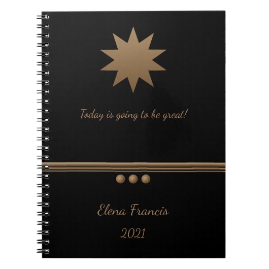 3 Sphere Brushed Gold Black Beruflich Notebook Notizblock (Vorderseite)