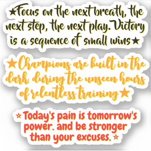 3 Sportzitate für Athleten | Inspirierend Aufkleber (Vorderseite)