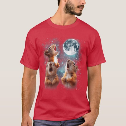 3 Squirrel Moon Howling Squirrel Head Funny for Me T-Shirt (Vorderseite)