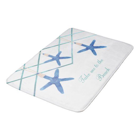 3 Starfish & Modern Lines Eleganter Strand Custom Badematte (Schrägansicht)