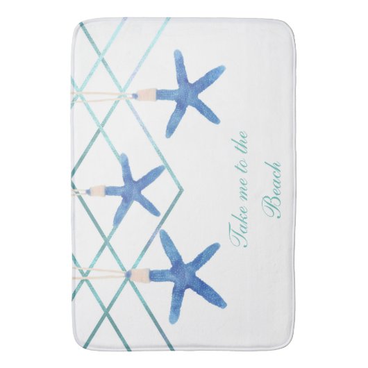3 Starfish & Modern Lines Eleganter Strand Custom Badematte (Vorderseite Vertikal)