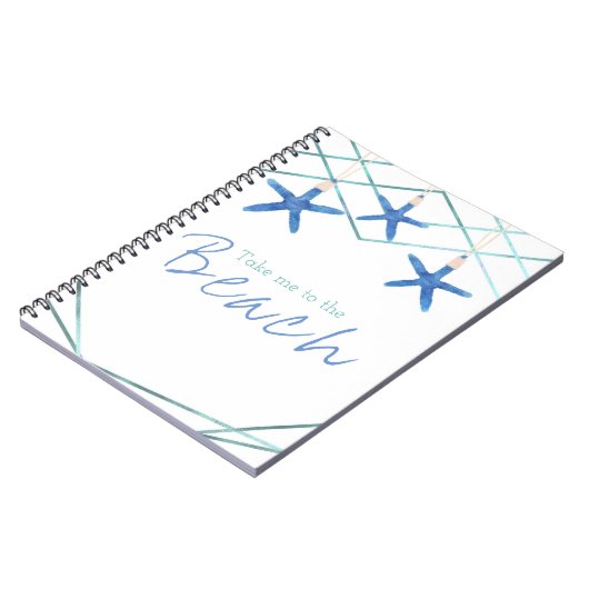 3 Starfish & Modern Lines Eleganter Strand Custom Notizblock (Linke Seite)