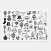 3 Steampunk Collage Ephemera Sheets Geschenkpapier Set (Vorderseite 2)