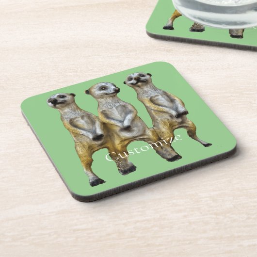 3 Stehend Meerkats Thunder_Cove Getränkeuntersetzer (Linke Seite)
