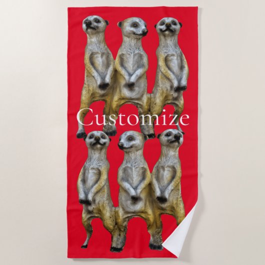 3 Stehend Meerkats Thunder_Cove Strandtuch (Vorderseite)