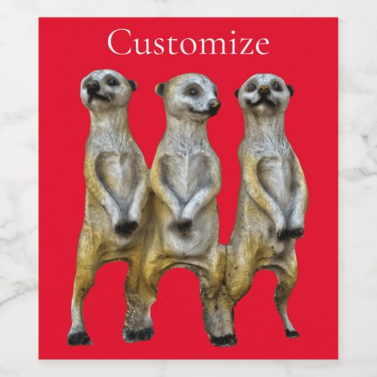 3 Stehend Meerkats Thunder_Cove Weinetikett (Einzelnes Label)