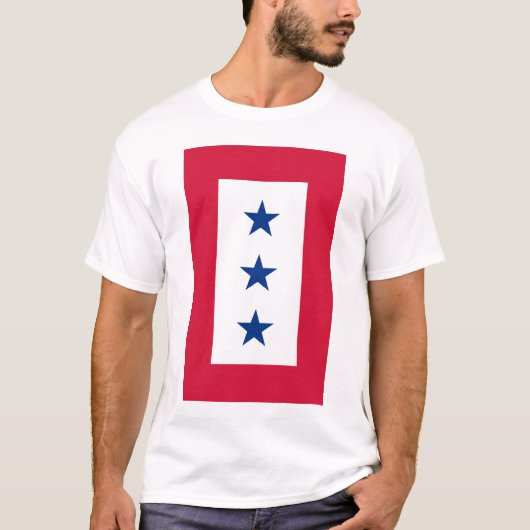 3-Stern blauer Stern-Service-Fahnen-T - Shirt (Vorderseite)