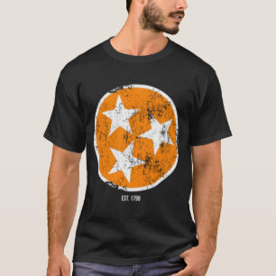 3-Sterne-Flagge Orange Weißer Tennessee-Staatsflag T-Shirt