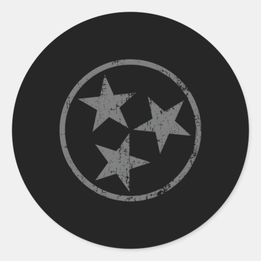3-Sterne-Tn-Fahne Distressive Graue Tennessee Staa Runder Aufkleber (Vorderseite)