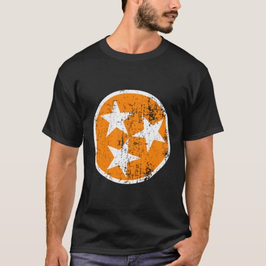 3-Sterne-Tn-Staat-Orangen- und Weiß-Tennis T-Shirt (Vorderseite)