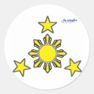 3 Sterne u. eine Sonne Runder Aufkleber