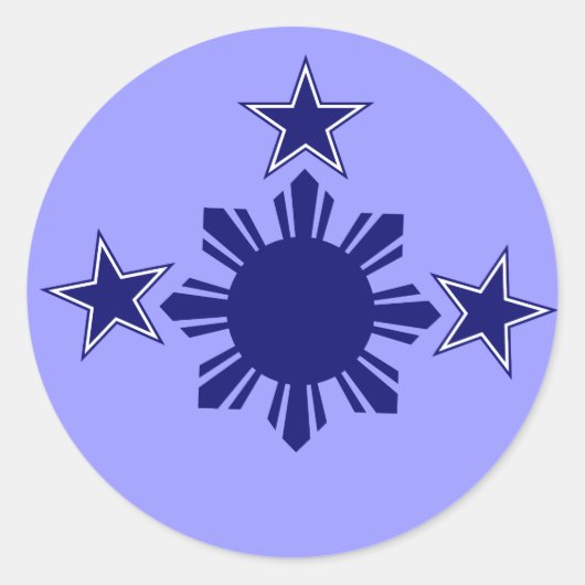 3 Sterne und ein Sun Blue Runder Aufkleber (Vorderseite)