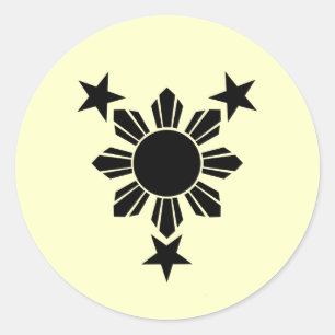 3 Sterne und Sun-Körper (Aufkleber) Runder Aufkleber