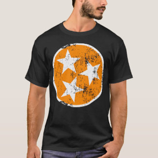 3 Sterne Zn Orange und White Distressed Tennessee  T-Shirt