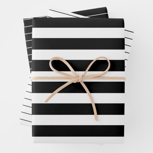 3 Stil: Black & White Strips Party oder Weihnachte Geschenkpapier Set (Beispiel)