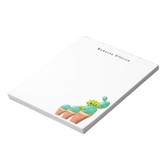 3 Südwestlich gepottete Kaktus Pflanze BlumenCusto Notizblock (Rotiert)