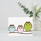 3 Süße Eulen Postkarte (Stehend Vorderseite)
