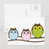 3 Süße Eulen Postkarte (Vorne/Hinten)