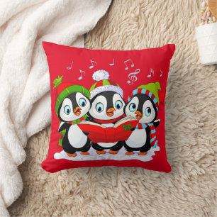 3 süße Pinguine singen Weihnachtslieder Kissen