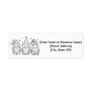 3 Süße Weihnachts-Gnome Linienkunst Umriss Schwarz