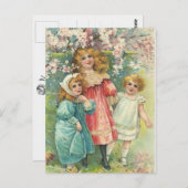 3 Sweet Viktorianisch Girls Vintag Postcard Postkarte (Vorne/Hinten)