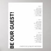 3 Tabelle Einfaches White Wedding Chart Poster (Vorne)