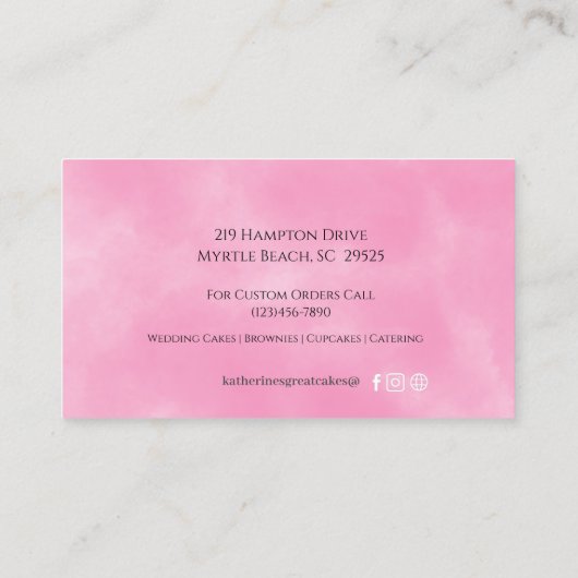 3 Tier Pink Modernes Kuchenbackgeschäft Visitenkarte (Rückseite)