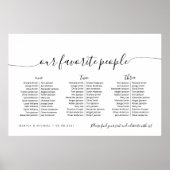 3 Tische Elegant unsere Lieblingssitzkarte Poster (Vorne)