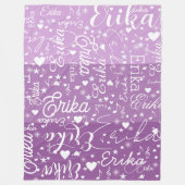 3-Tones of Purple Hearts, Stars and Music Notes  Fleecedecke (Vorderseite)