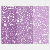 3-Tones of Purple Hearts, Stars and Music Notes  Fleecedecke (Vorderseite (Horizontal))