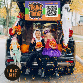 3 Tonne Trunk oder Leckerei Halloween QR Business Banner