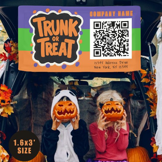 3 Tonne Trunk oder Leckerei Halloween QR Business Banner
