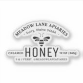 3" Transparenter Vinyl Sticker 12oz Skep Honey Jar (Vorderseite)