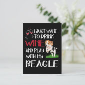 3 Trinken Sie Wein und spielen Sie mit meinem Beag Postkarte (Stehend Vorderseite)