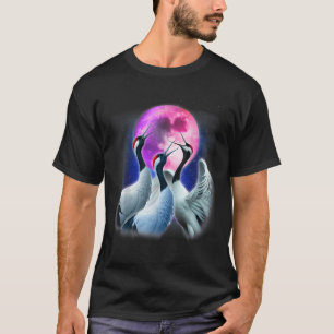 3 Trompetenkranich heult bei Mond Funny Crane B T-Shirt