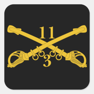 3. Truppe 11. Cavalry Regiment Quadratischer Aufkleber