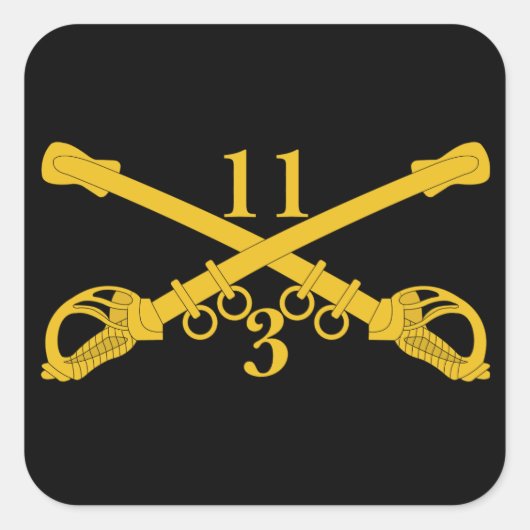 3. Truppe 11. Cavalry Regiment Quadratischer Aufkleber (Vorderseite)