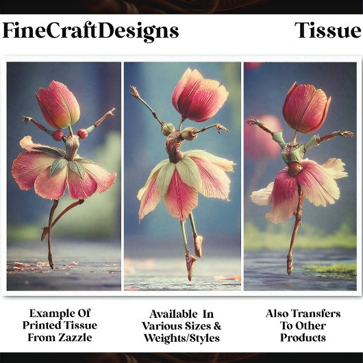 3 Tulip Blume Ballerinas, Pink DJ5LF Decoupage Seidenpapier