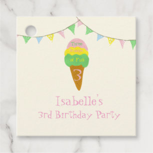 3 Tüten Spaß 3. Geburtstags-Eiscreme-Party  Geschenkanhänger