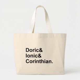 3 Typen griechischer Säulen Doric Ionic Corinthi Jumbo Stoffbeutel
