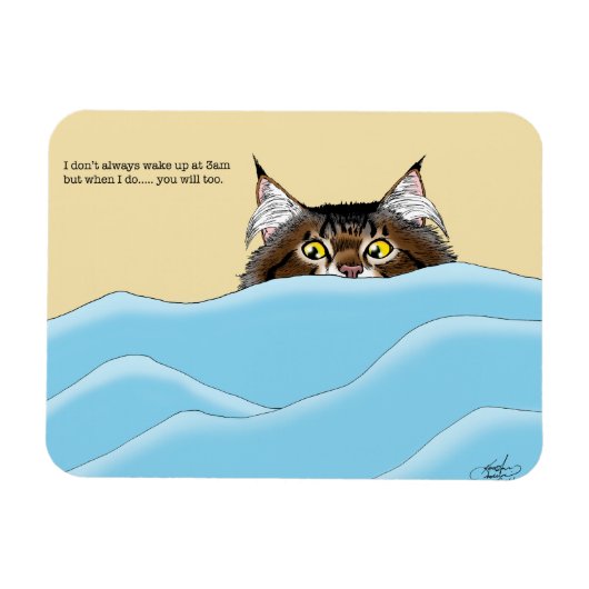 3 Uhr Katze Geweckt Magnet (Horizontal)