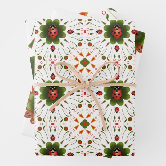 3 Umhüllungspapierblätter - Ladybug Design Geschenkpapier Set (Beispiel)